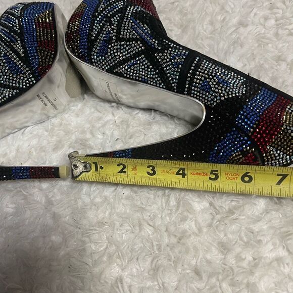 Mascotte Elegant Multicolor rhinestones Stiletto platform Heels SZ7.5 - Picture 6 of 8
